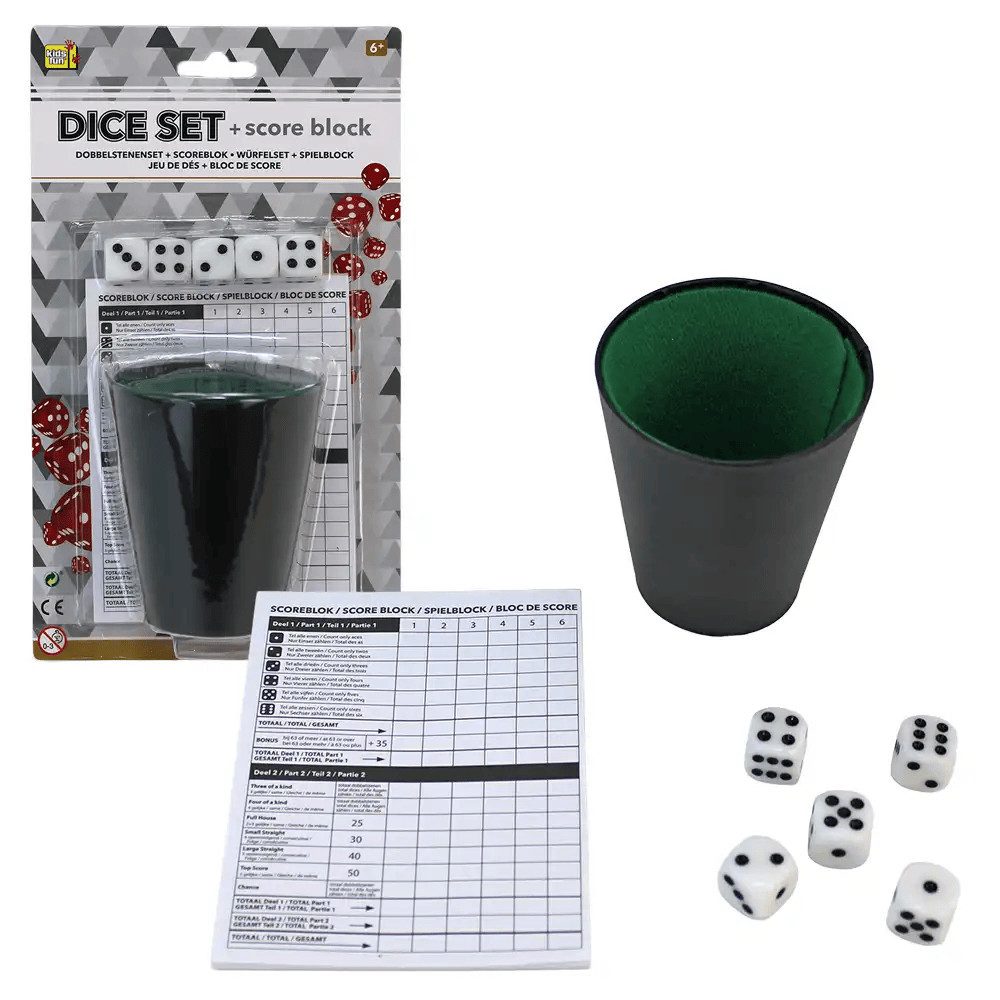 Spiel Würfelset mit Spielblock und Becher