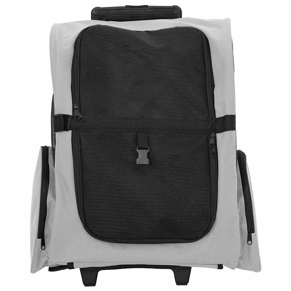vidaXL Hunde-Transportbox 48 x 32 x 57 cm Haustier Trolley 3-in-1 Grau 48x32x57 cm für Hunde Kat