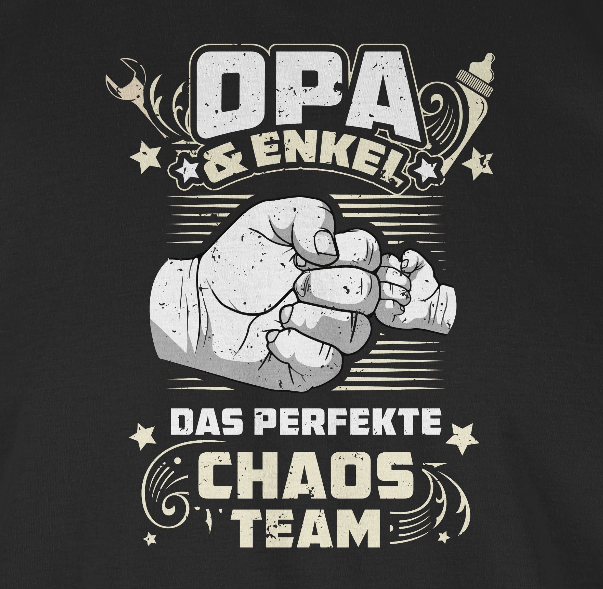 Team weiß Opa T-Shirt Geschenke Vintage Chaos Schwarz perfekte Enkel - Opa Das & Shirtracer 01 -