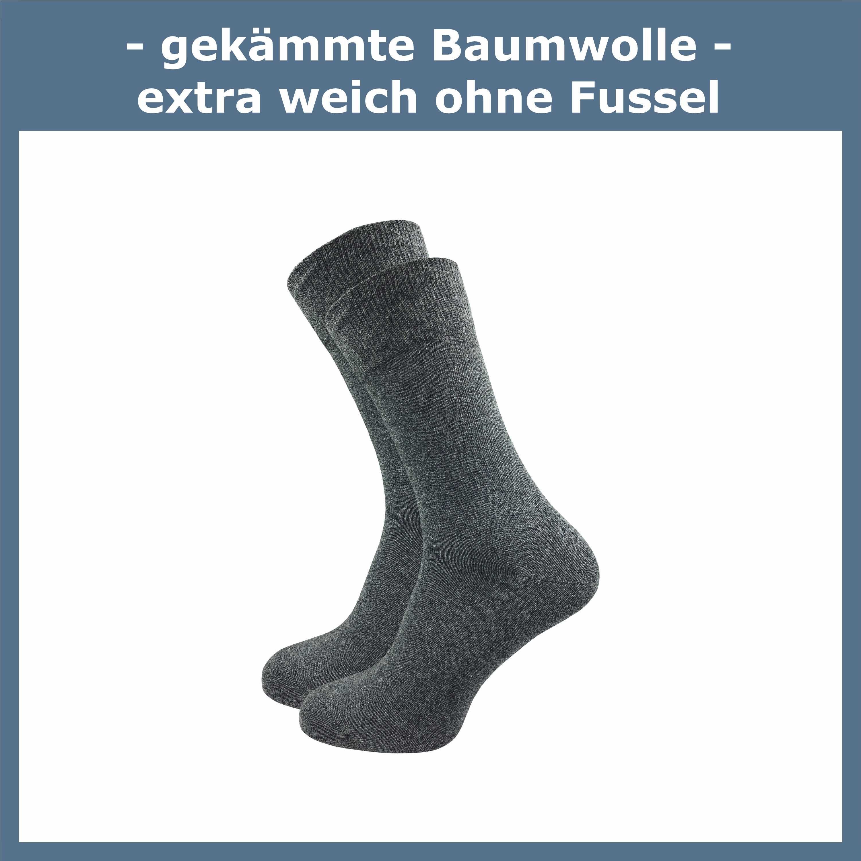 Socken schwarz, hochwertiger ohne Basicsocken den in grau, Damen anspruchsvollen Baumwolle aus und für Alltag Naht für blau drückende braun & GAWILO anthrazit (10 Paar) Herren
