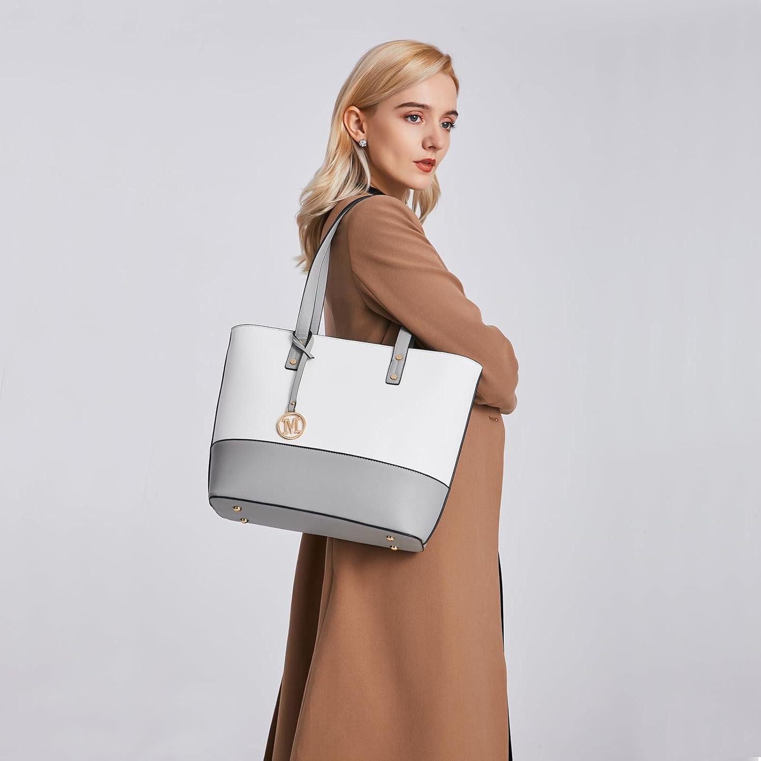 LuxusKollektion Handtasche Handtasche Damen Shopper Umhängetasche Aktentasche 1-3 Grau&weiß