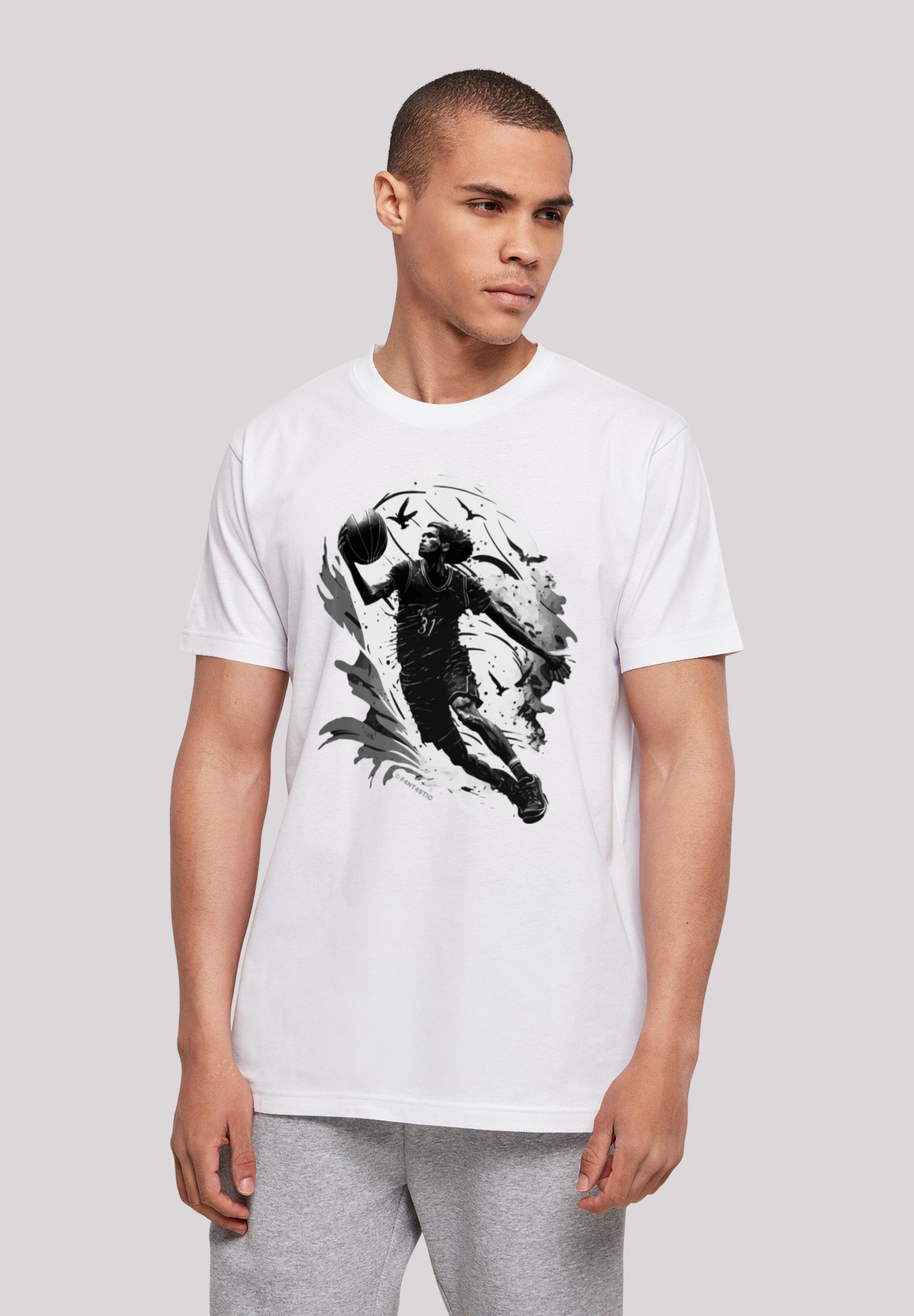 F4NT4STIC T-Shirt Basketball Spieler Print weiß