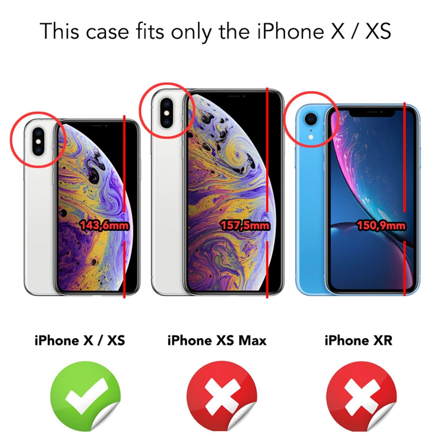 Nalia Smartphone-Hülle Apple iPhone X Apple iPhone XS 14,7 cm (5,8 Zoll), 360 Grad Glitzer Silikon Hülle / Rundumschutz Cover / Glitter Etui