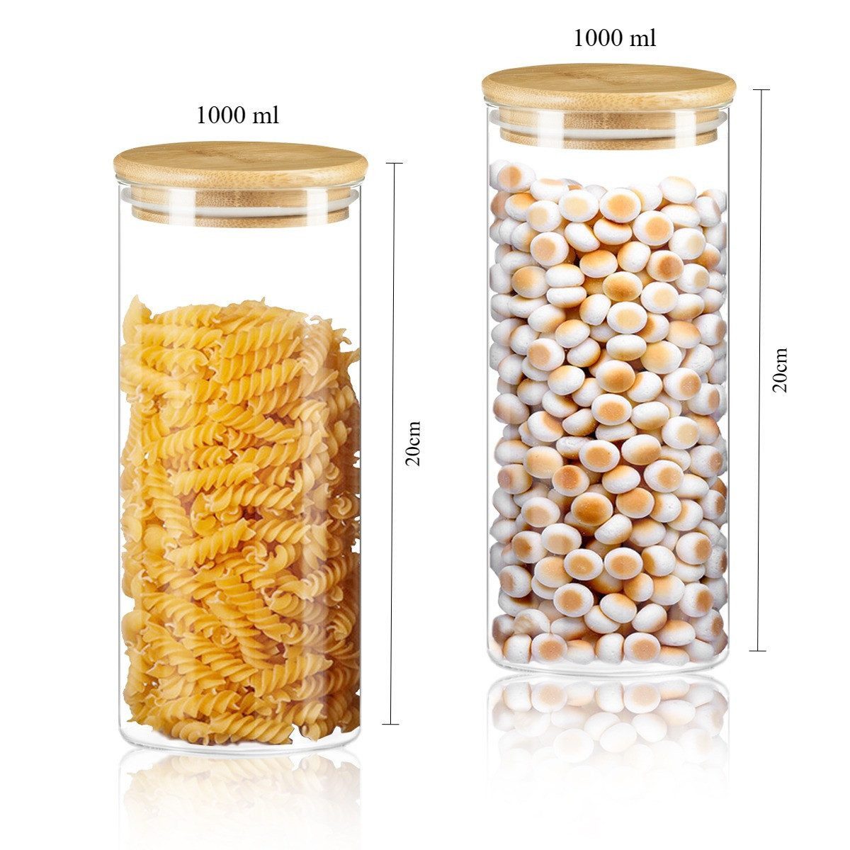 Simloveve Vorratsglas D8,5 x H20cm, 1000ml Vorratsgläser, (10-tlg), Vorratsdosen Set Luftdichten Glasbehältern mit Deckel