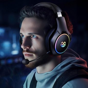 Tatybo WT01 Gaming-Headset (Audioqualität ohne Verlust, Bluetooth, mit abnehmbarem Mikrofon zur Geräuschunterdrückung, 20-Stunden-Akku)