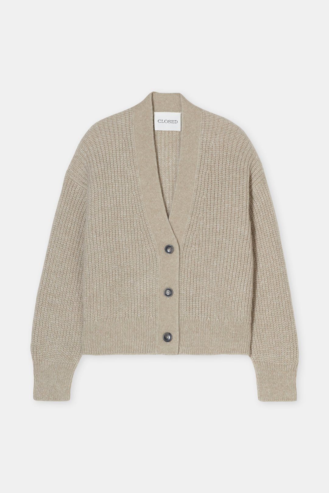 Strickpullover Cardigan im Fisherman's Rib - Gerade