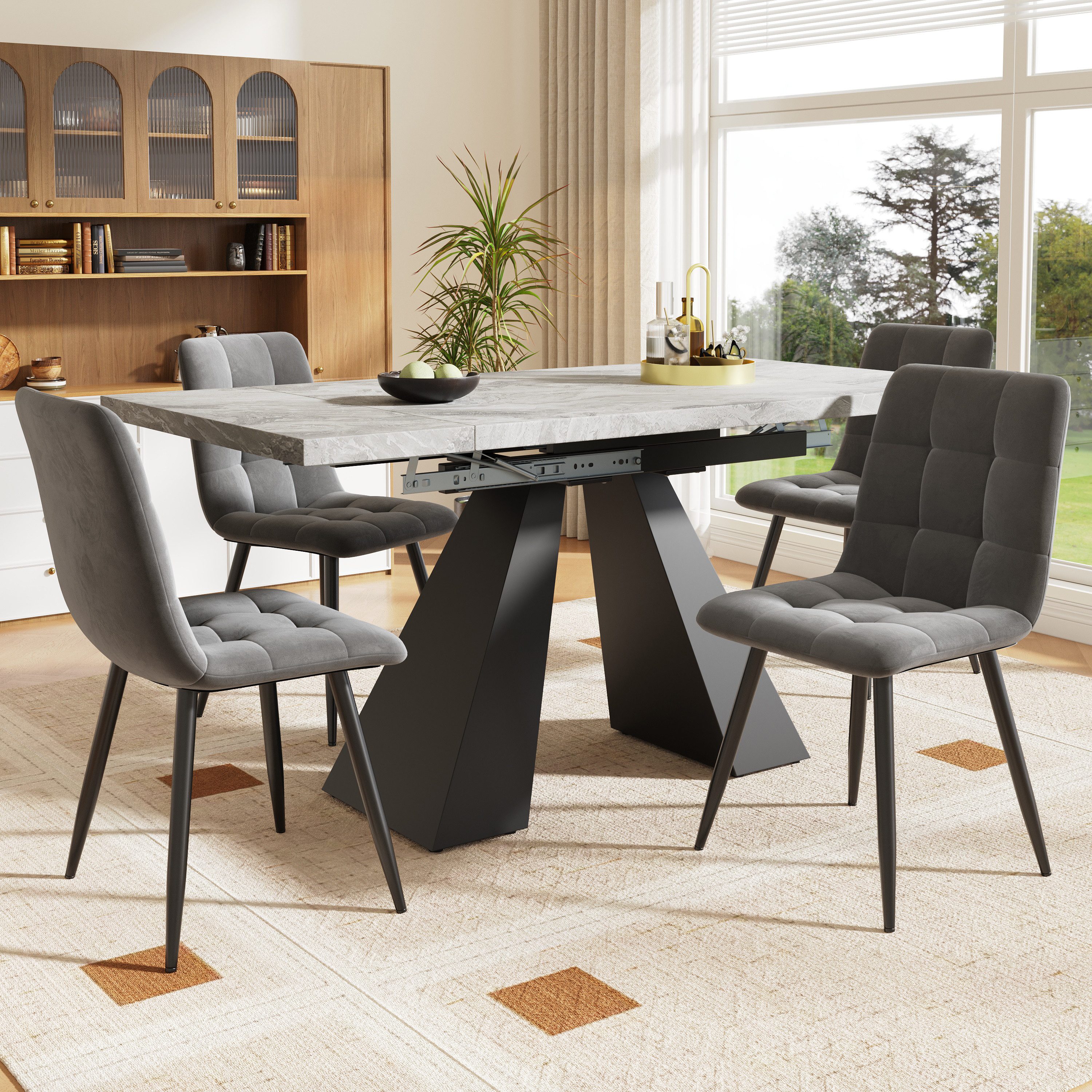 OKWISH Esstisch Langer Tisch,Moderne Esstisch,Teleskoptisch,Esstisch-Set (E günstig online kaufen