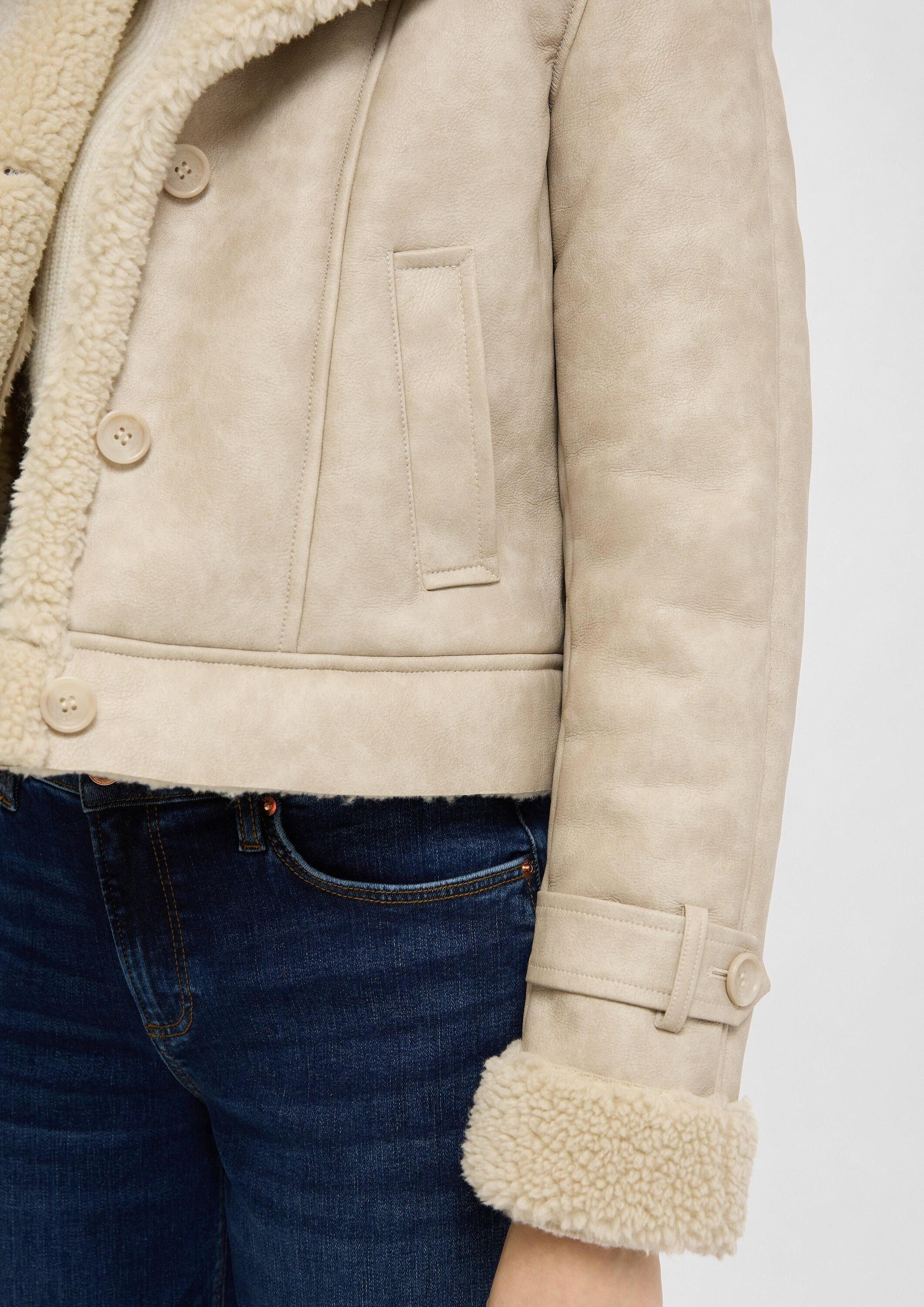 QS Funktionsjacke Outdoor-Jacke Kurze Jacke in Lammfelloptik