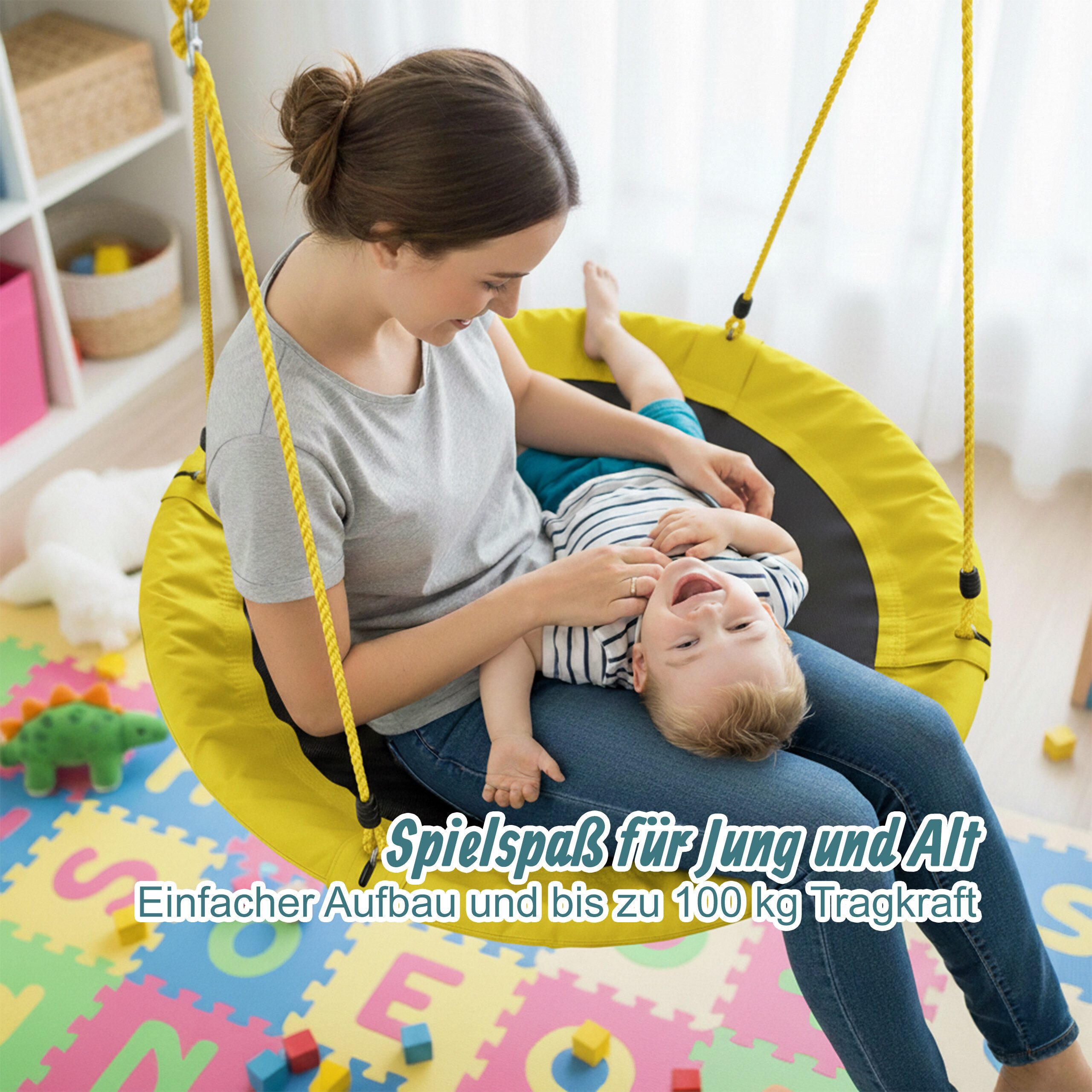 relaxdays Nestschaukel 110 cm, gelb