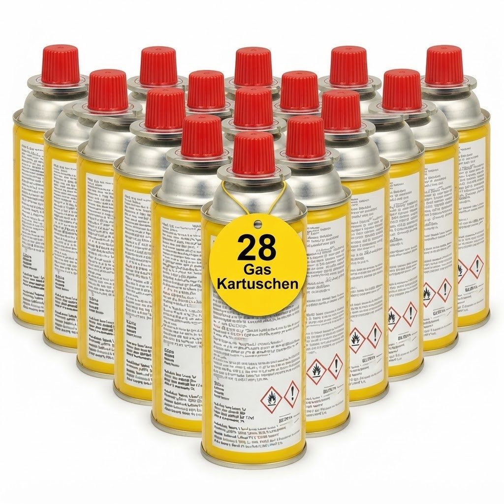 Fabona Gaskartusche Campingkartusche 28er Pack, 28 St., Vorratspack Butan Schnellverschlusskartuschen