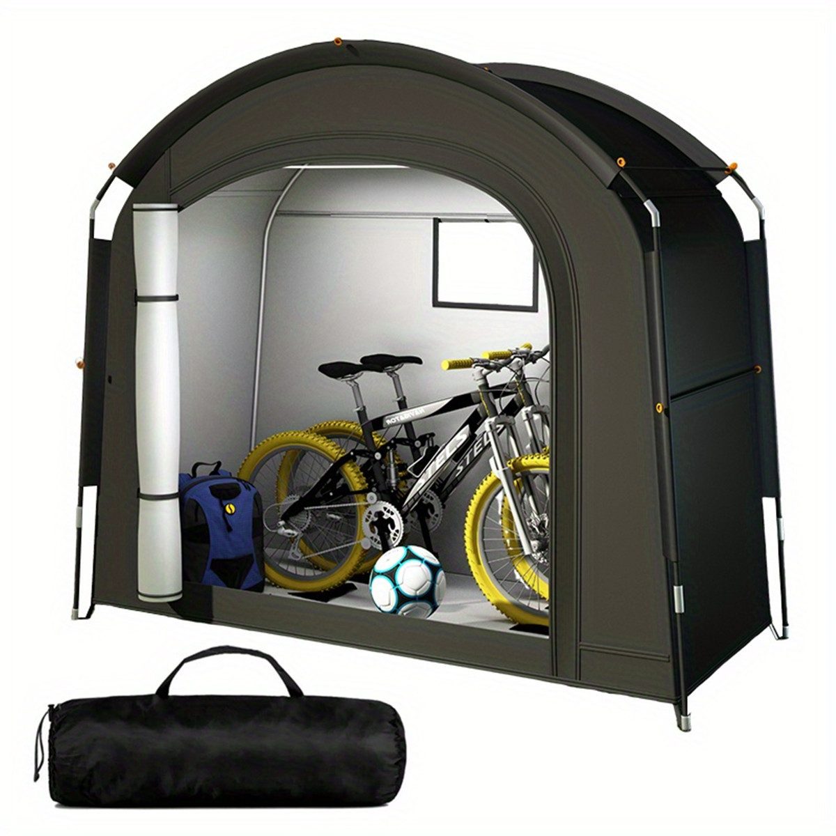 Insma Gerätezelt Fahrradzelt für 2 Fahrräder, Tragbare Aufbewahrungszelt für Camping, Faltbare Lagerzelt für Fahrräder,Motorräder, 200x80x165cm
