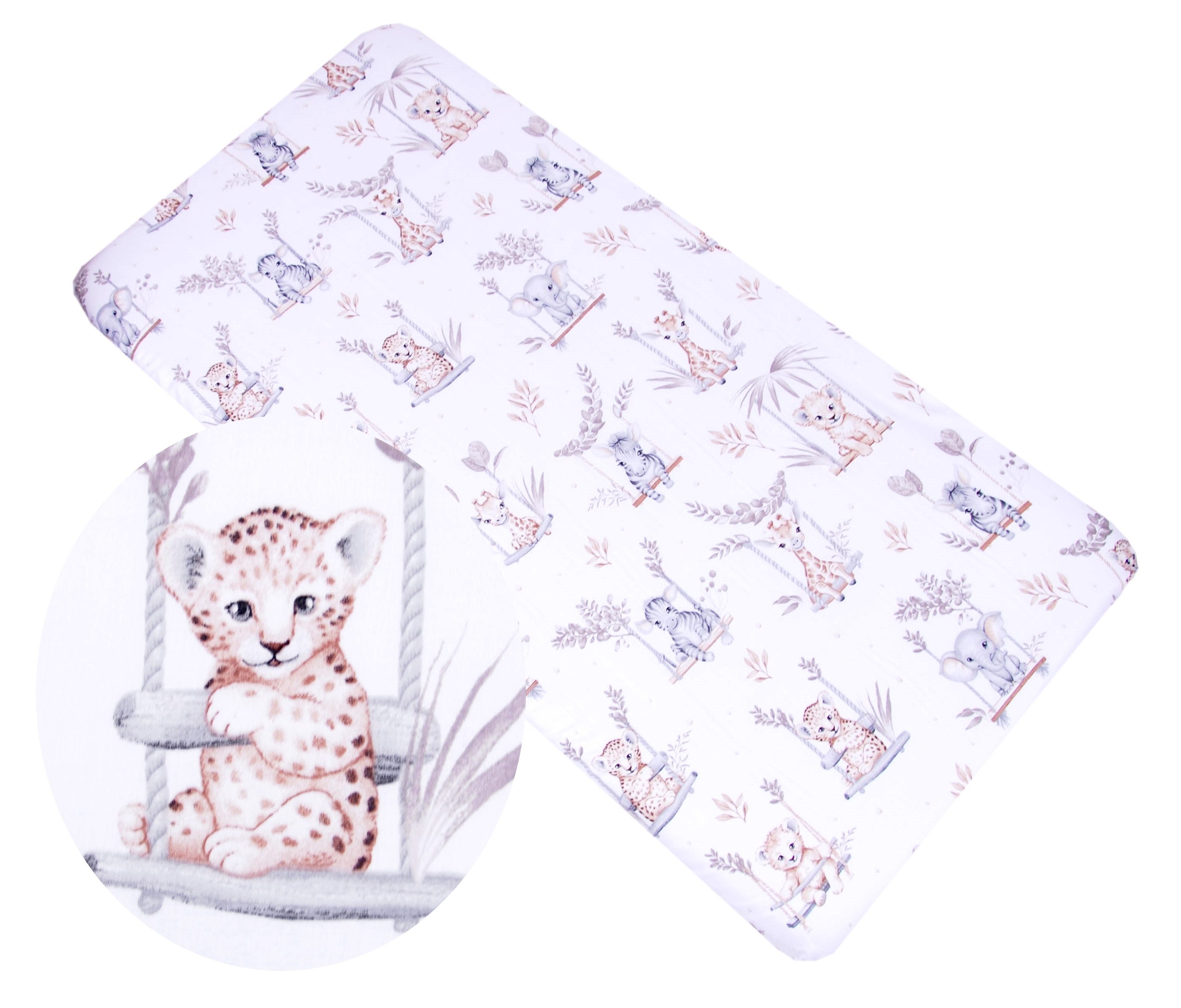 BabyLux Spannbettlaken SPANNBETTLAKEN 70x140 Spannbetttuch Baumwolle Kinder Baby Babybett, 139 - Tiere auf der Schaukel 70x140 cm