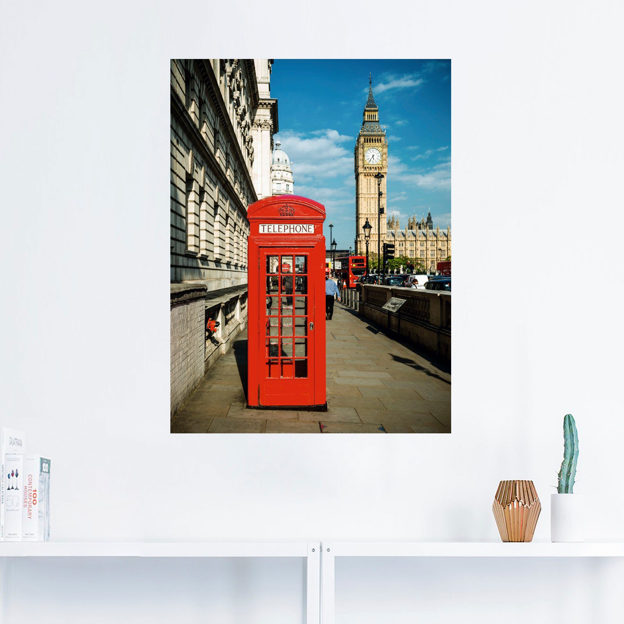 versch. Alubild, Leinwandbild, Wandaufkleber Telefonzelle, in oder Größen als Artland St), (1 Gebäude Wandbild London Poster