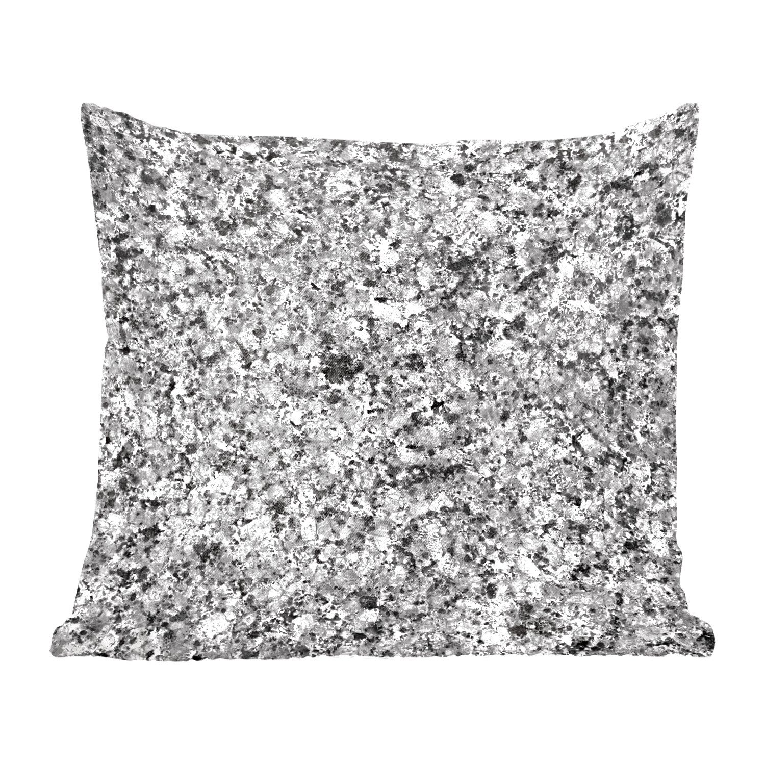MuchoWow Dekokissen Kristall - Schwarz - Grau - Granit, Zierkissen mit Füllung für Wohzimmer, Schlafzimmer, Deko, Sofakissen