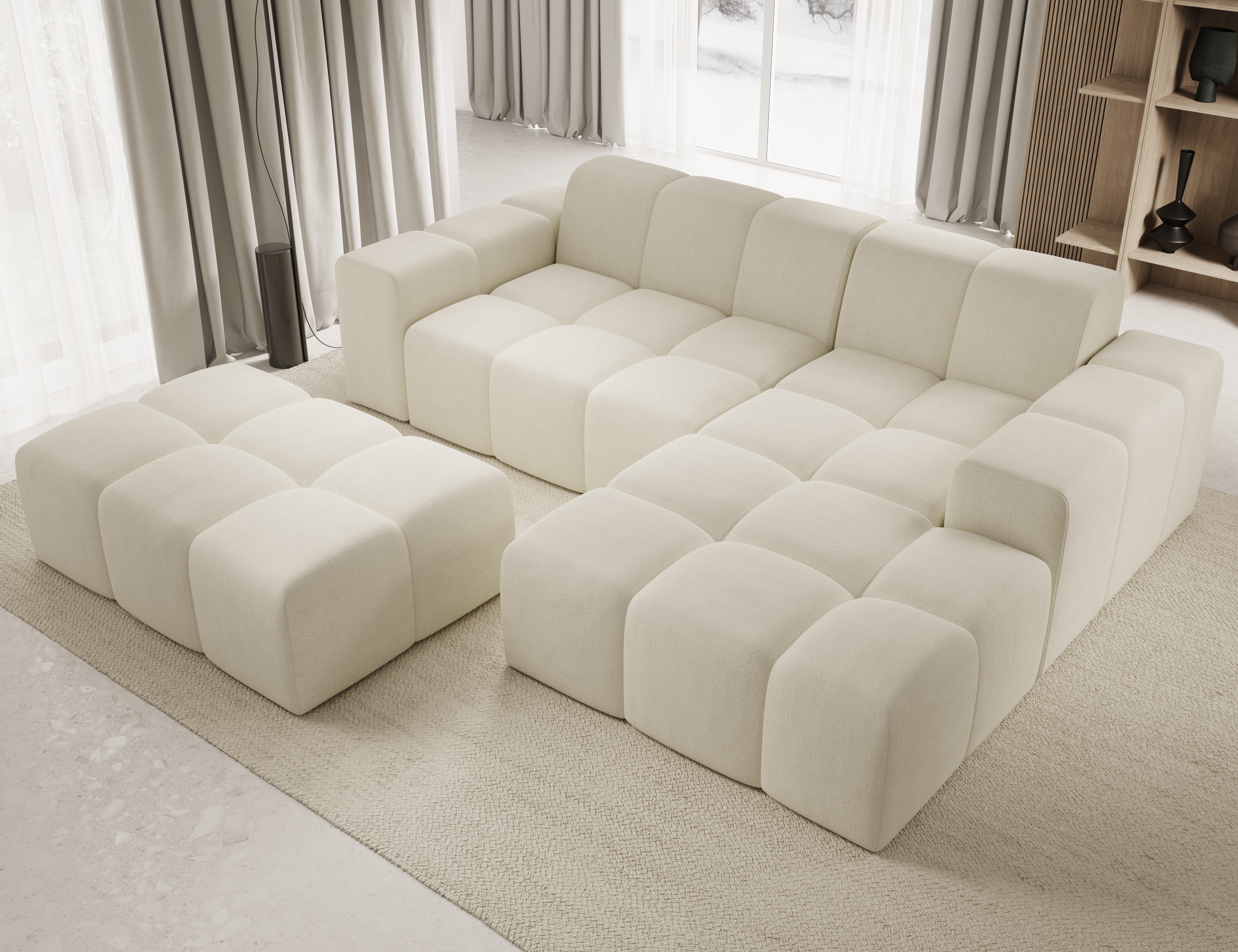 PROMETO Möbel Ecksofa Sofa mit Hocker, günstig online kaufen