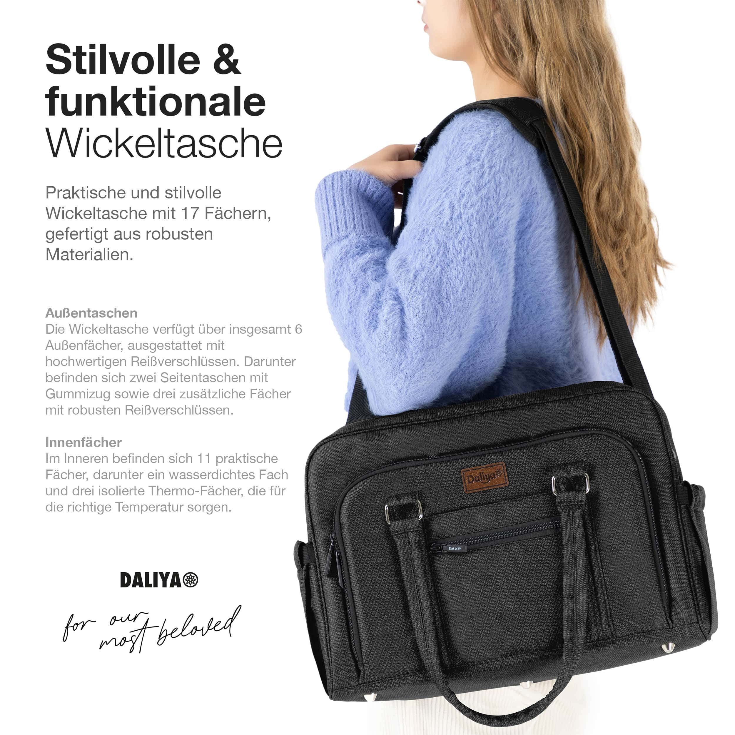 Daliya® Wickeltasche ALPINO PURE Tasche mit praktischen Funktionen, inkl. Wickelunterlage (3-tlg., Schulterriemen mit Karabiner, gepolsterte Wickelunterlage, Wi – Bild 2 von 5