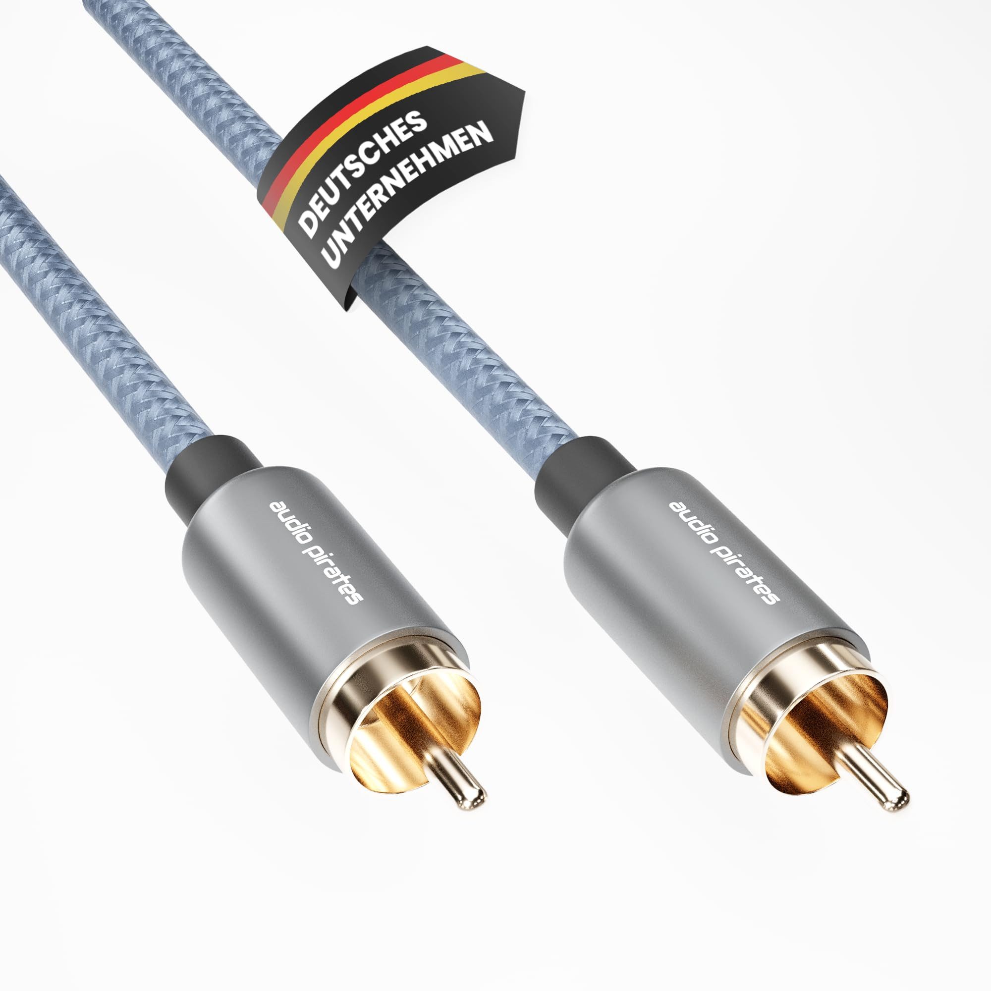 audio pirates Subwoofer Kabel 2x geschirmt Audio-Kabel, Cinch, (500 cm), 2er-Pack, OFC, 24K vergoldet - Allround-Klasse