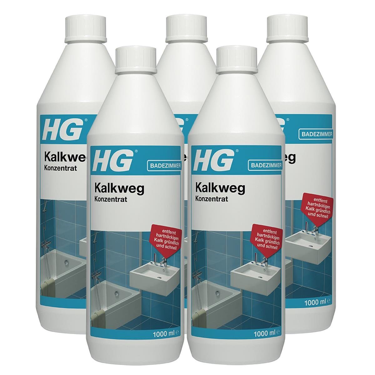 HG HG Kalkweg Konzentrat 1L - Entfernt auch Rostflecken & Urinstein (5er Badreiniger