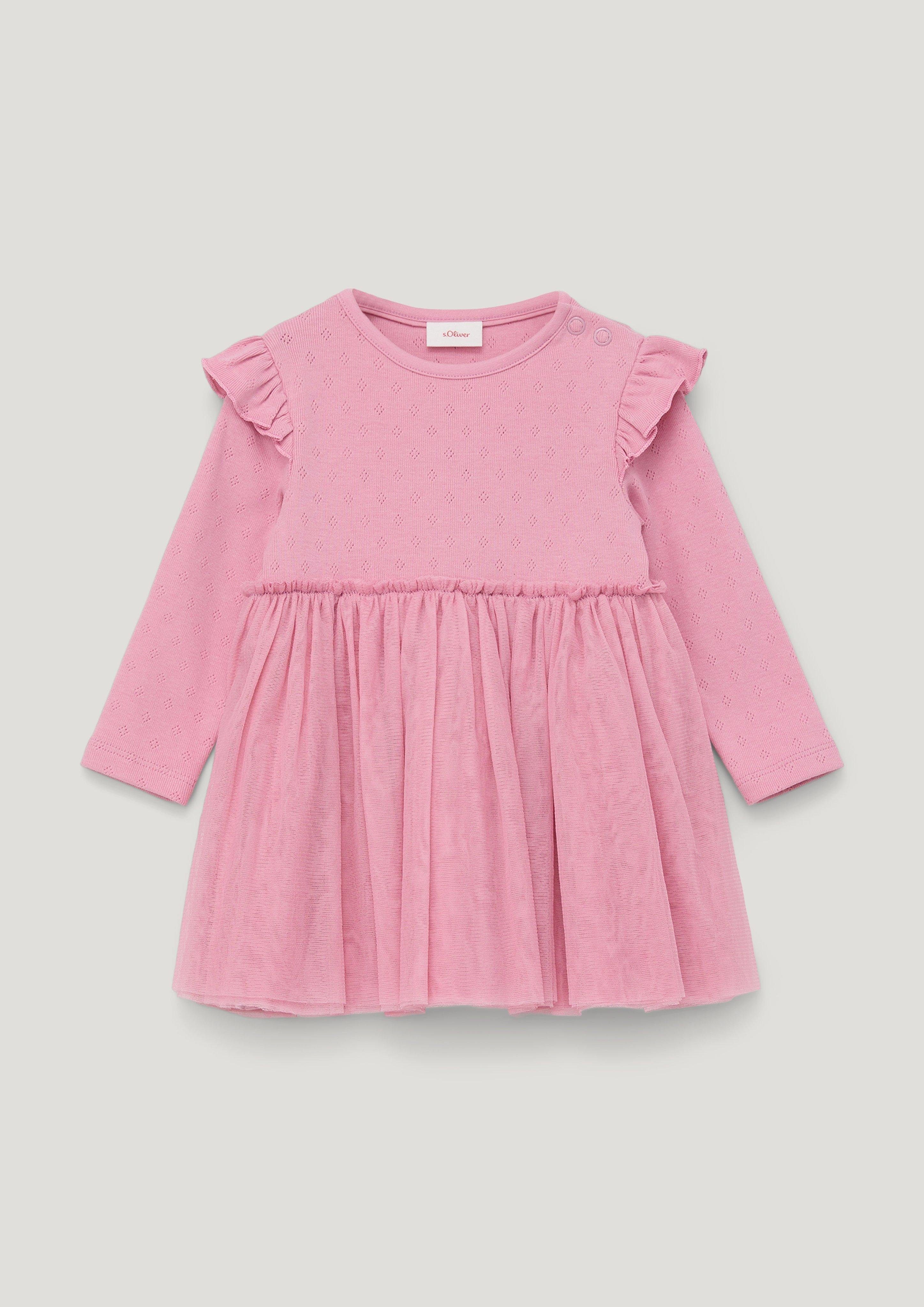 s.Oliver Junior s.Oliver Jerseykleid Kleid mit Lochmuster Rüschen, Raffung