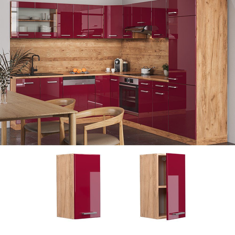 Vicco Hängeschrank R-Line, Bordeaux Hochglanz/Goldkraft Eiche, günstig online kaufen