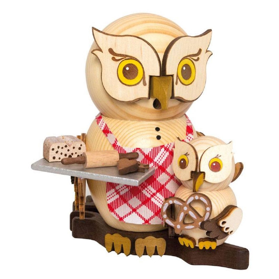 Kuhnert Фигурка курильщик Kuhnert Raucheule Weihnachtsbäckerei mit Kind, (1 St), Handarbeit aus dem Erzgebirge