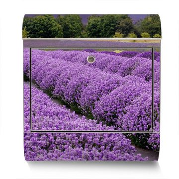 banjado Wandbriefkasten Edelstahl Lavendel (Wandbriefkasten groß, mit Zeitungsfach), 38 x 42,5 x12cm