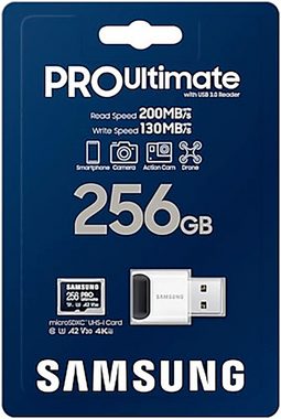 Samsung PRO Ultimate microSD 256GB Speicherkarte (256 GB, Video Speed Class 30 (V30)/UHS Speed Class 3 (U3), 200 MB/s Lesegeschwindigkeit)