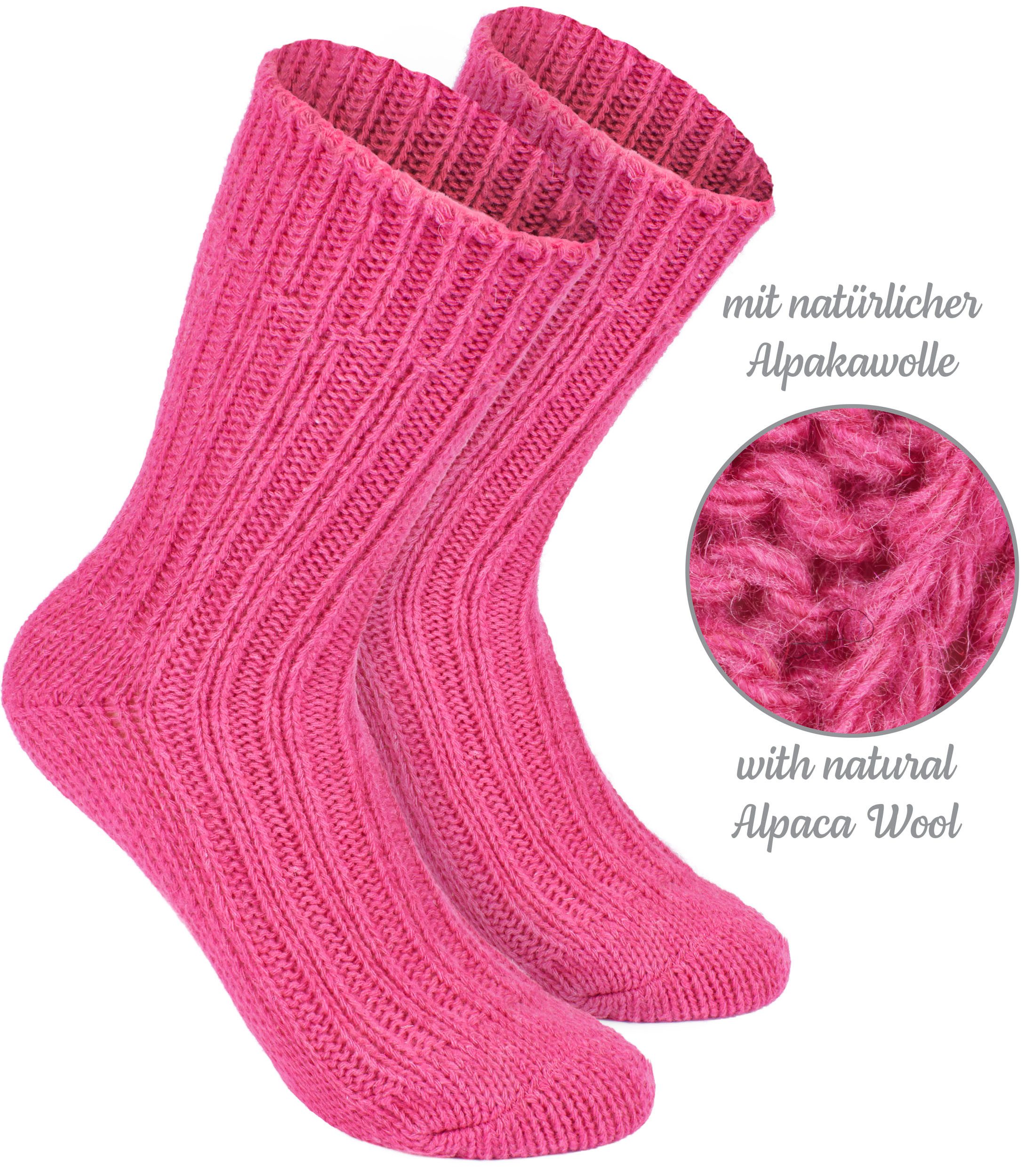 BRUBAKER Kuschelsocken warme dicke Alpaka Socken (Set, 4-Paar, mit Alpakawolle) Wintersocken für Damen und Herren – Bild 4 von 5