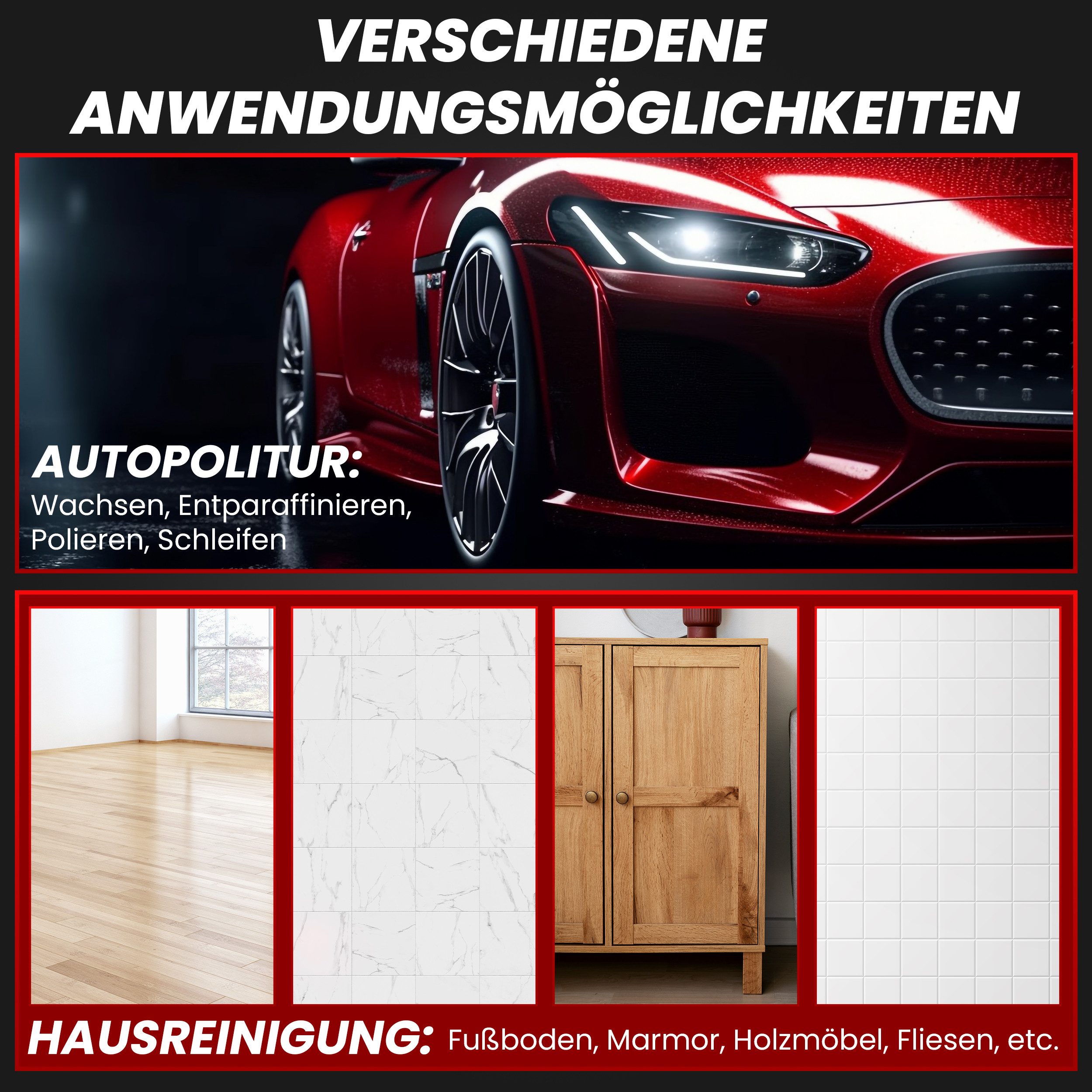 Duke-Handel Eccentric Polisher, Car Polisher, Sander, 810 Watt, 15 mm Stroke (M), 1650 min. RPM, 4800 max. RPM, (Set, 25 pcs., incl. extensive polishing and sanding accessories), without battery and charger, polisher for right- and left-handed users