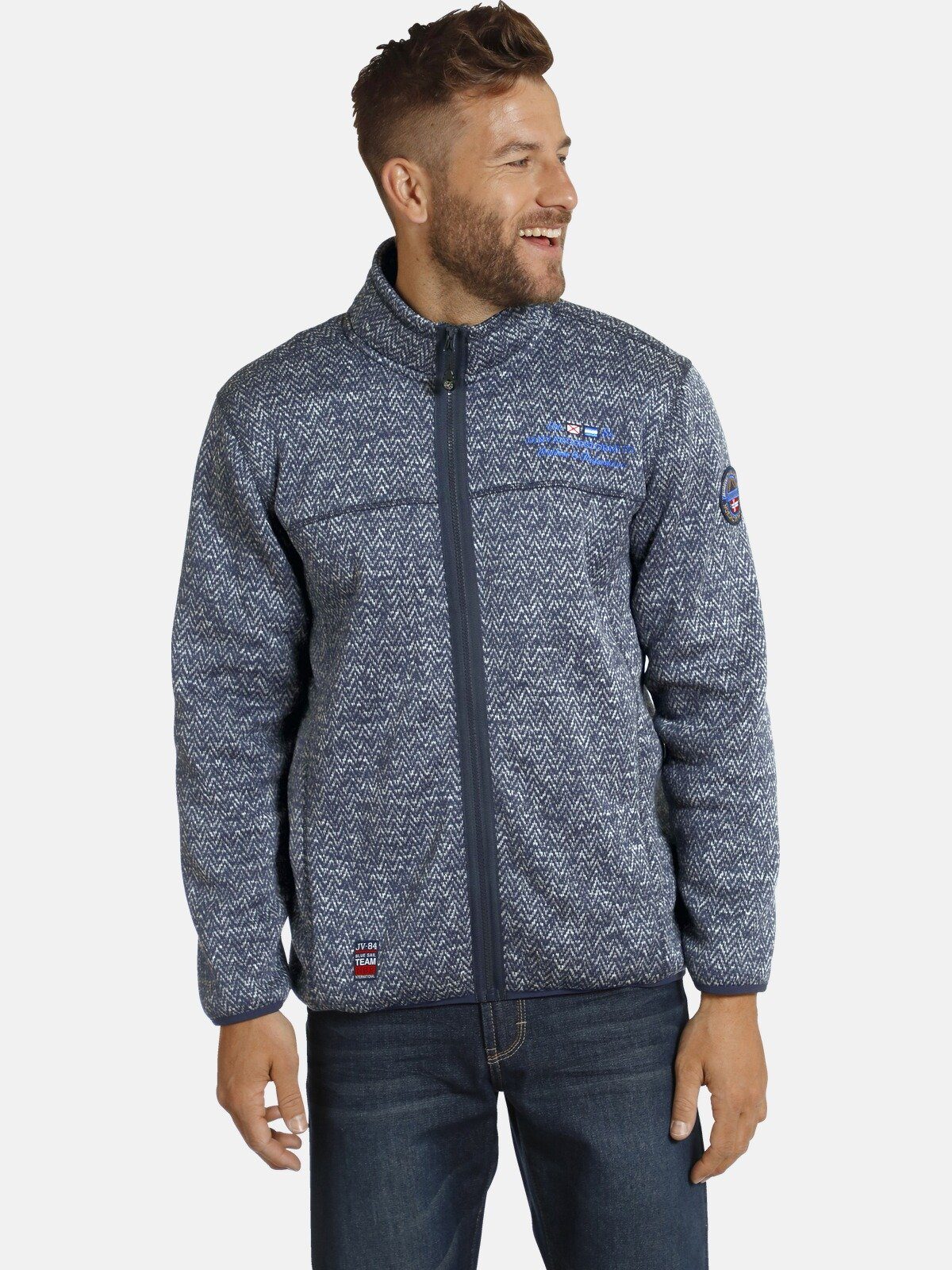 Jan Vanderstorm Sweatjacke KOLMUND mit Zick-Zack-Muster günstig online kaufen