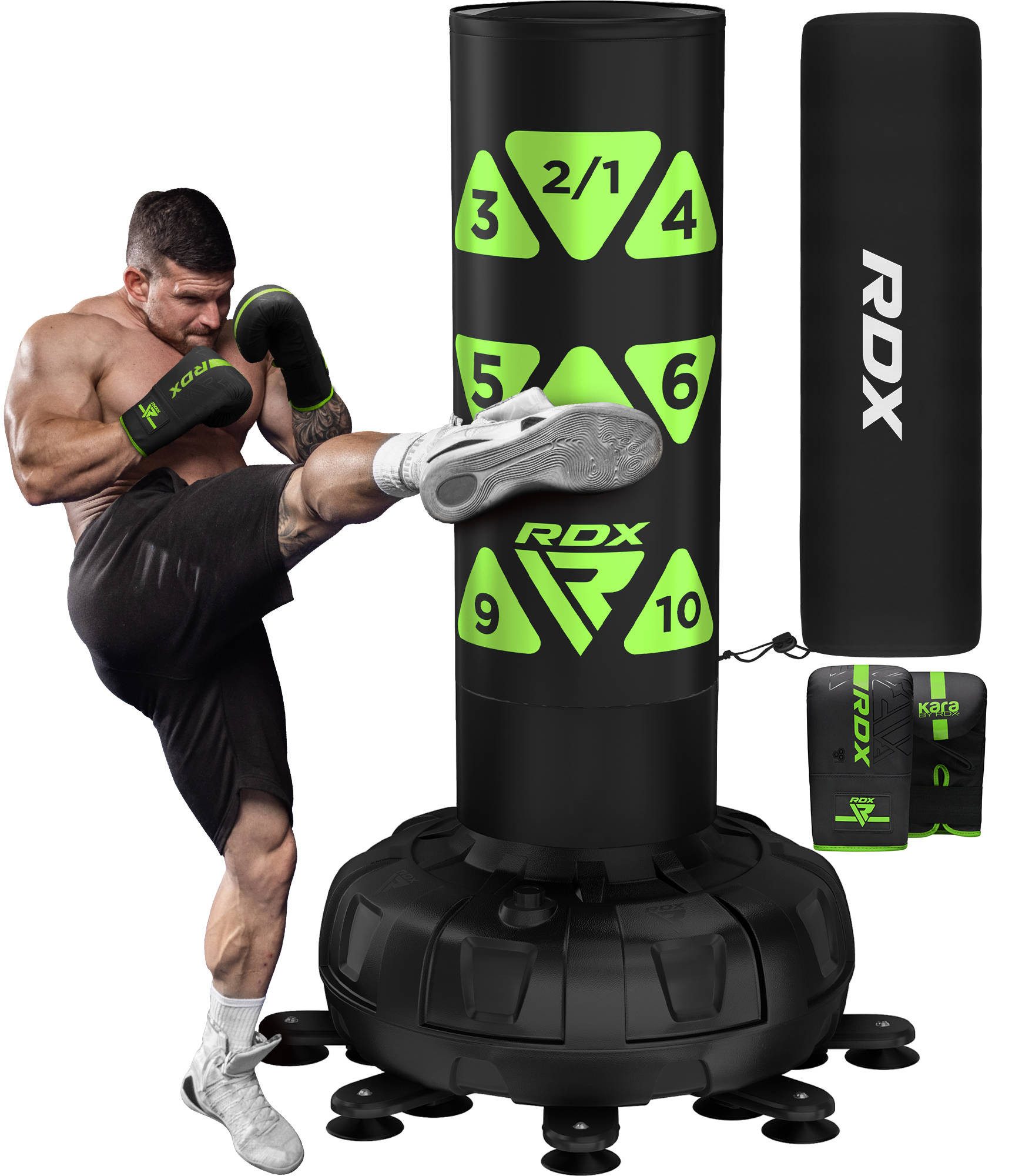 RDX Sports Boxsack RDX Boxsack mit Handschuhen, 6FT Freistehend Kickboxen MMA Fitness