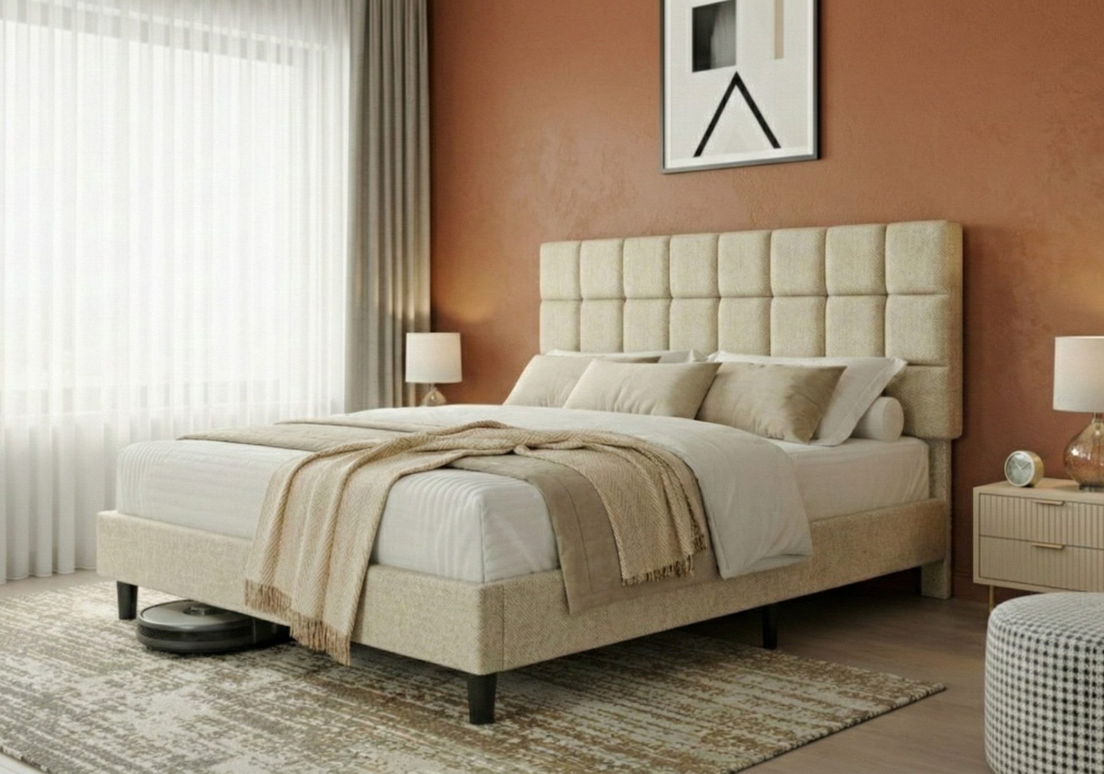 Furnify Polsterbett NORDVIK 160 x 200 cm Bettgestell, Modernes Bett, mit La günstig online kaufen