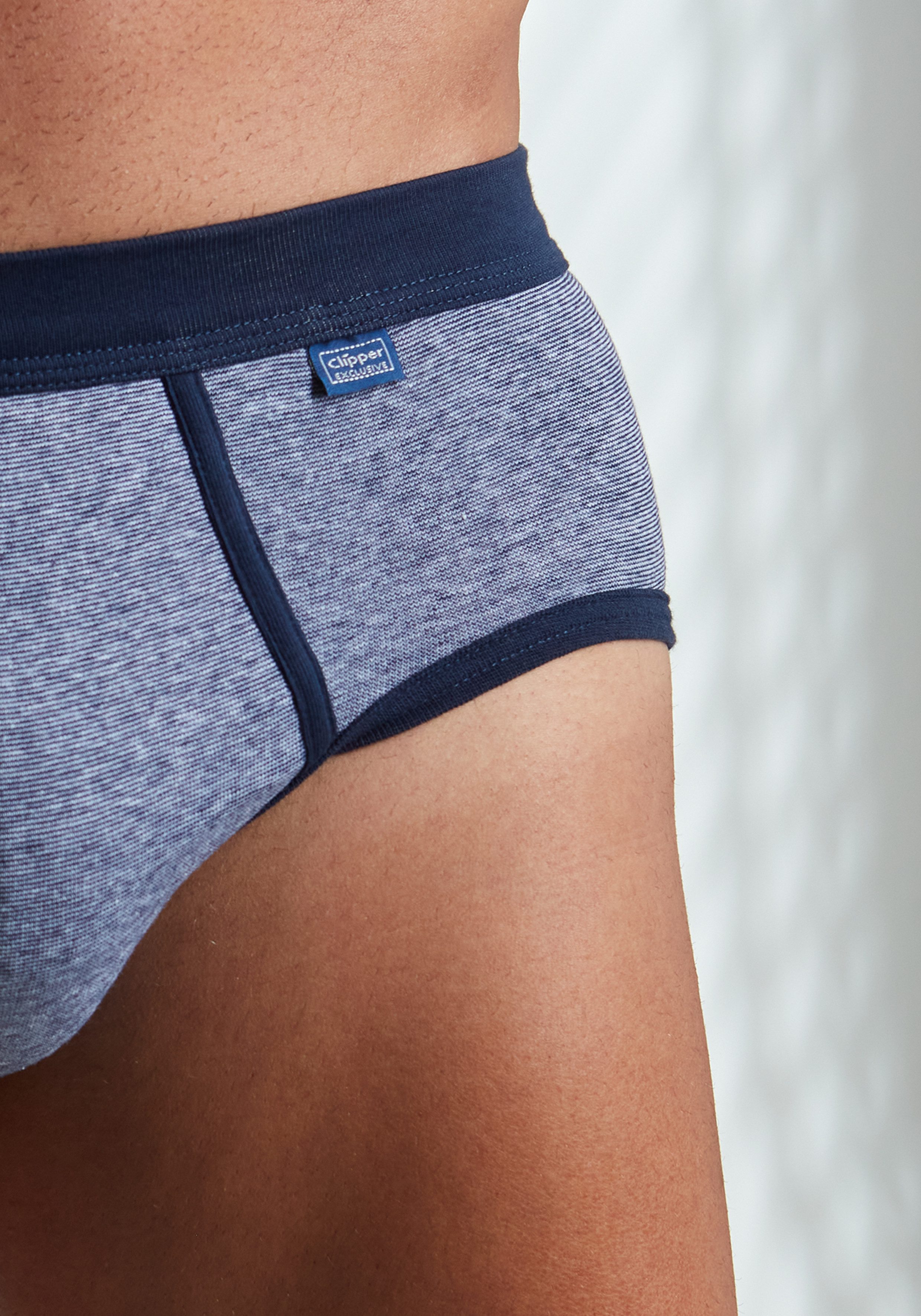 Clipper Exclusive Slip (Packung, 3-St) modische Optik: Jeans meliert, tolle Baumwoll-Qualität