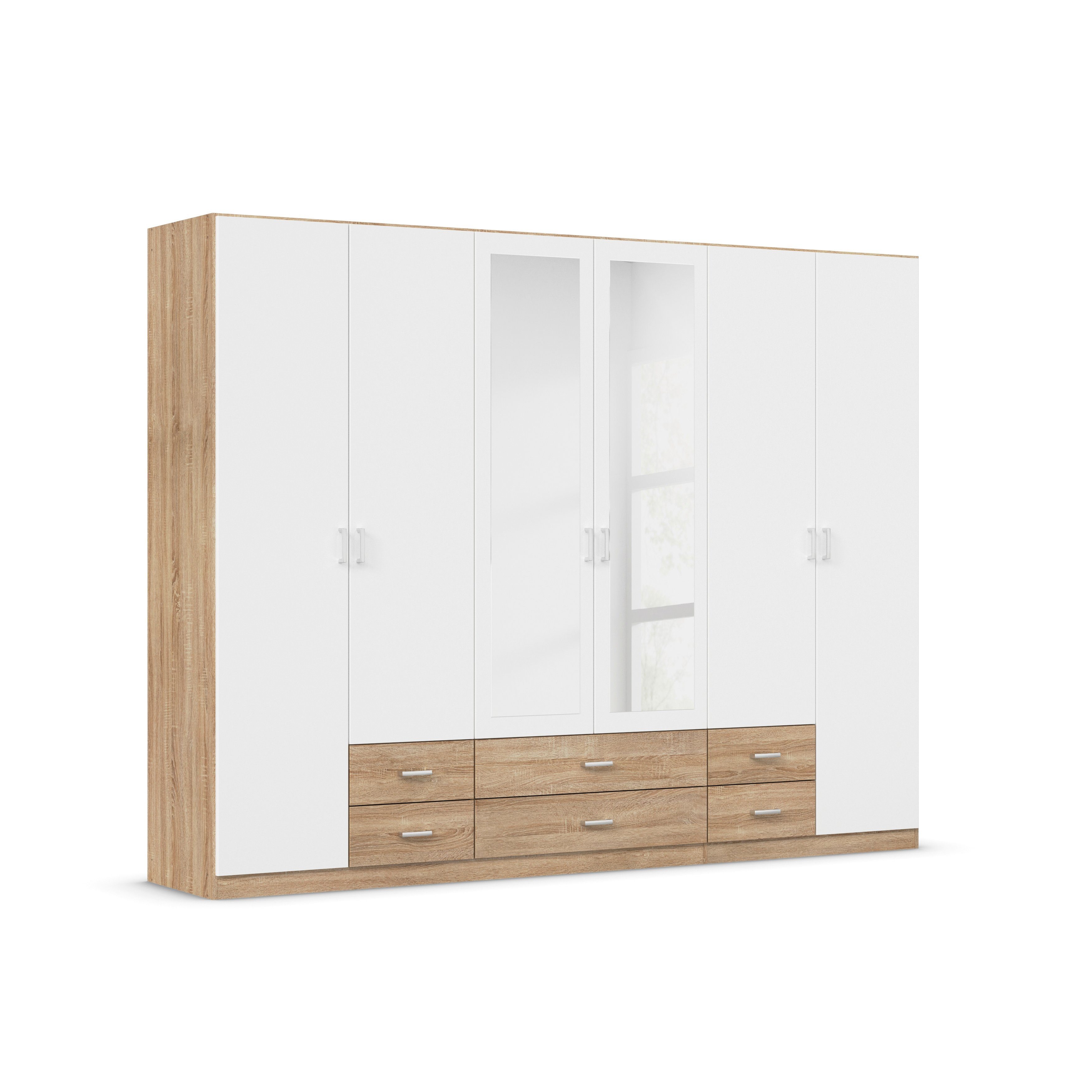 rauch Kleiderschrank Schrank Garderobe Ankleide GAMMA Breiten 91/136/181/226/271/315/360 cm (in 3 Ausstattungen BASIC/CLASSIC/PREMIUM (inkl. SOFT-CLOSE-Funktion) verschiedene Griff-Varianten, mit Spiegel TOPSELLER MADE IN GERMANY