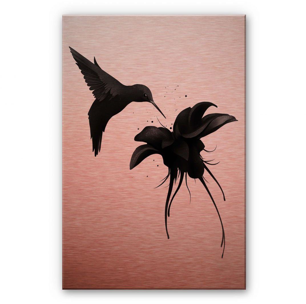 Kolibri St) Metallbild Deko Wall-Art Vogel Metallschild, (1