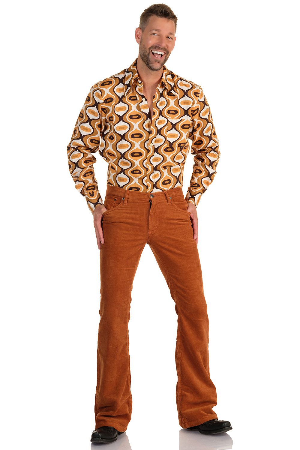 Comycom Cordhose Herren Bootcut mittelbraun