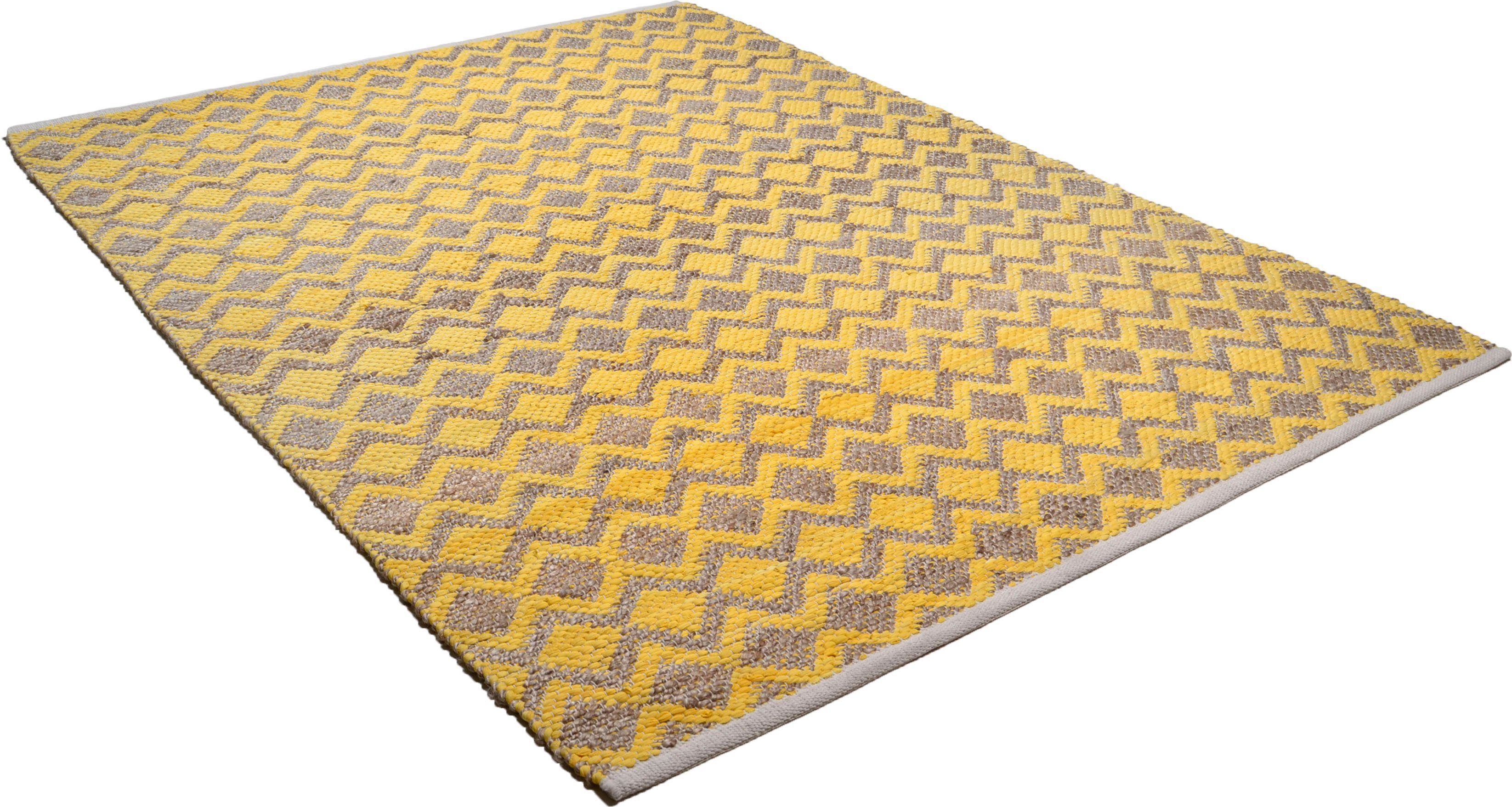 TOM TAILOR HOME Teppich Geometric, rechteckig, Höhe: 7 mm, Flachgewebe, handgewebt, Material: 60% Baumwolle, 40% Jute