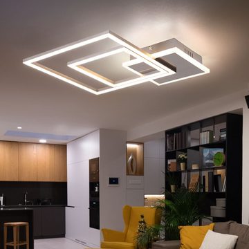 etc-shop LED Deckenleuchte, LED-Leuchtmittel fest verbaut, LED Deckenlampe eckig Wohn Ess Zimmer Beleuchtung Design