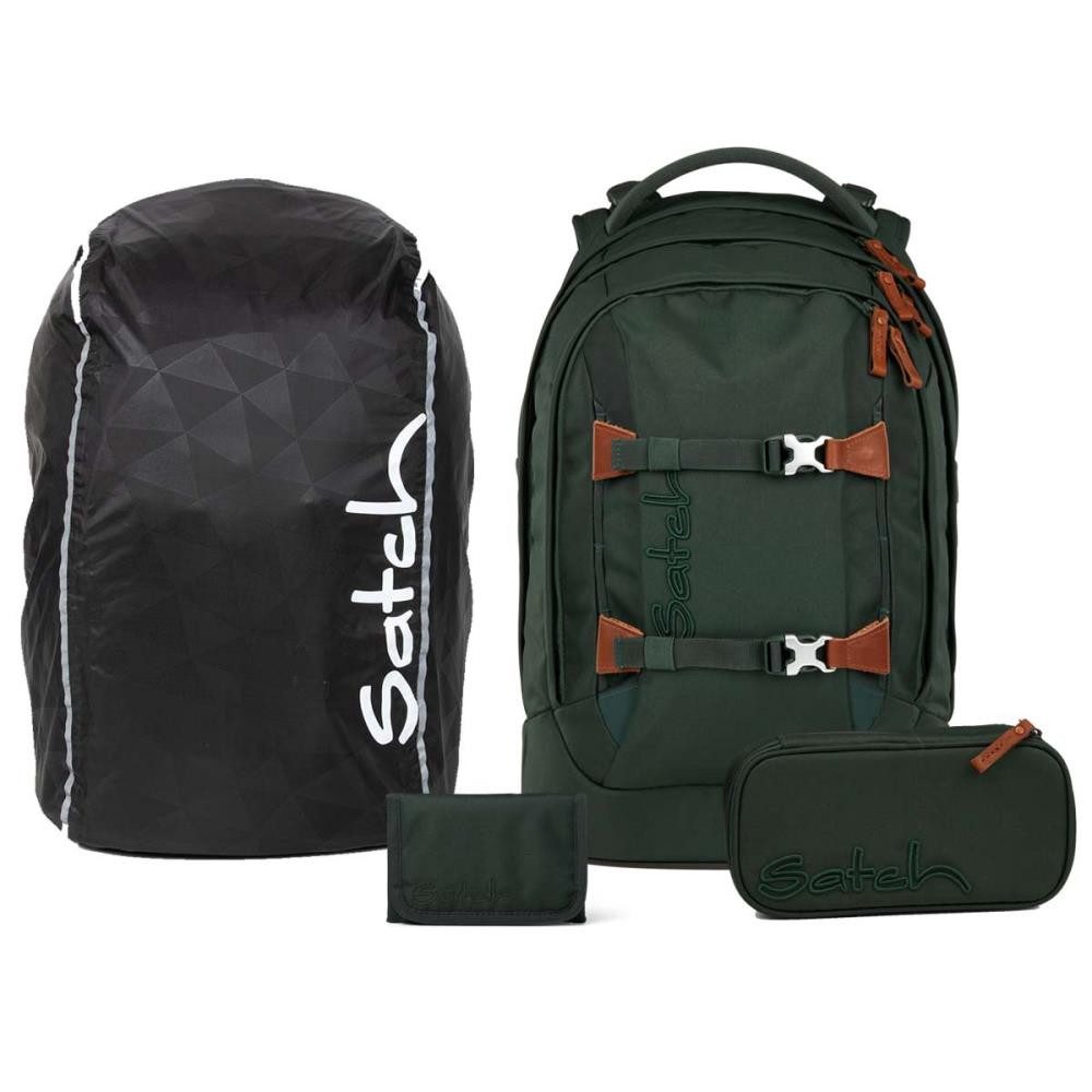 Satch Schulrucksack Pack (4tlg., inkl. Schlamperbox, Regenhülle und Geldbörse)