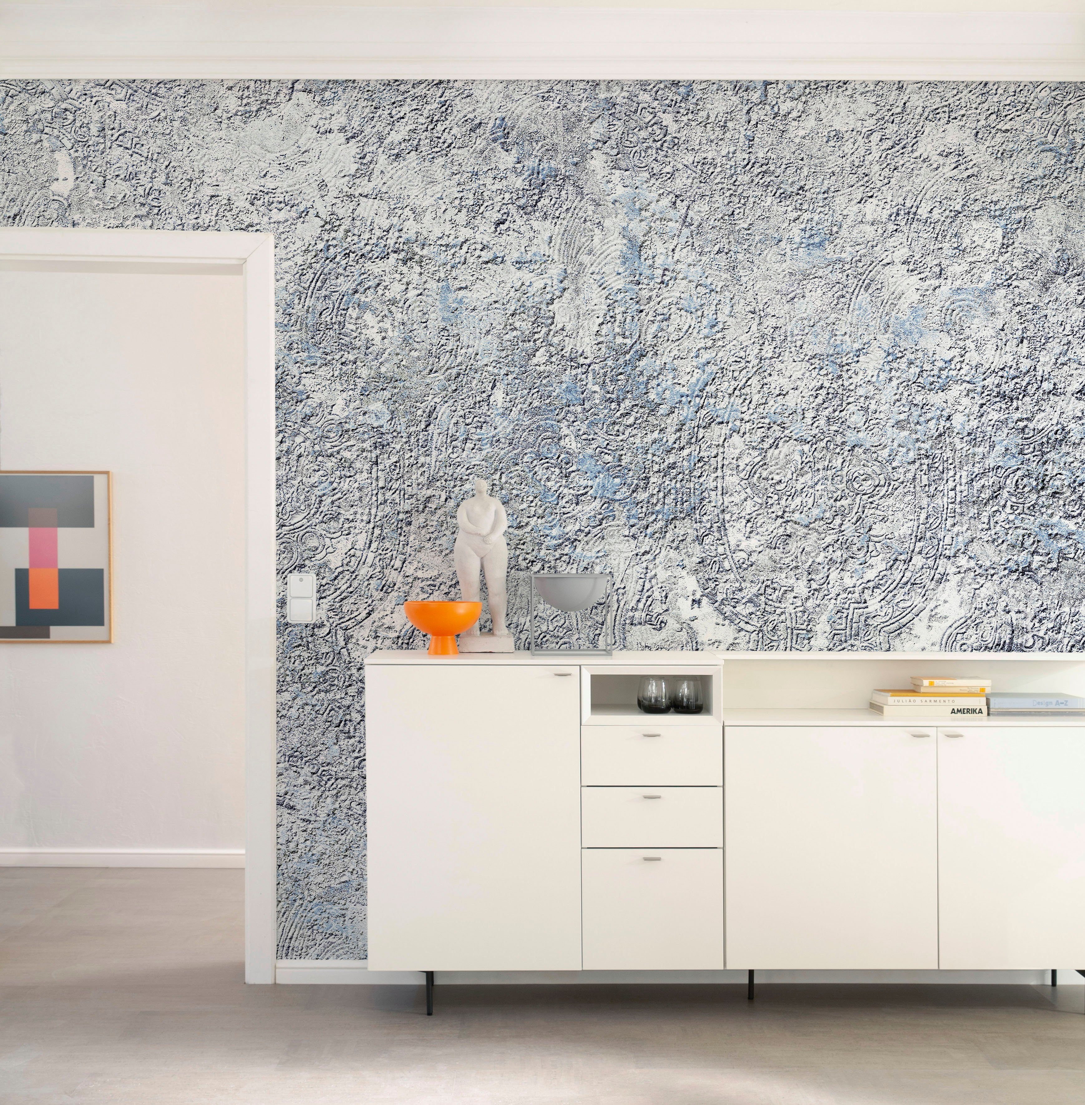 SCHÖNER WOHNEN-Kollektion Fototapete Ornament, glatt, grau Wohnzimmer matt, Vliestapete für Beton Küche moderne Schlafzimmer