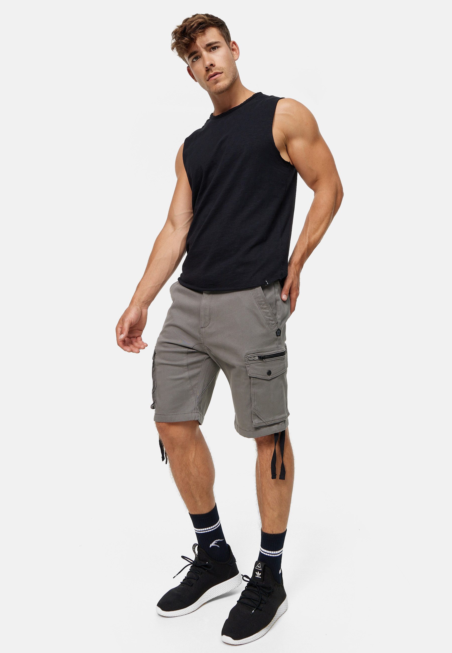 Indicode Cargoshorts Herren Agron Cargo Shorts Herrenshorts mit langen Stoffbändern an der Seite