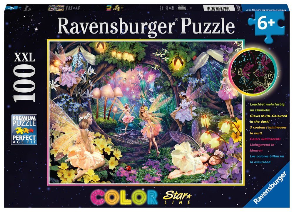 Ravensburger Puzzle 100 Teile Puzzle XXL Star Line Leuchtende Waldfeen 13293, 100 Puzzleteile