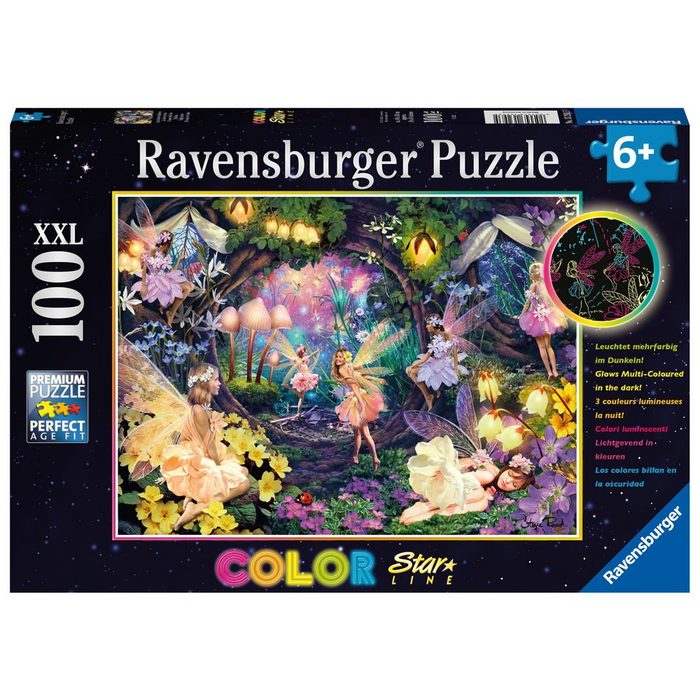 Ravensburger Puzzle 100 Teile Puzzle XXL Star Line Leuchtende Waldfeen 13293 100 Puzzleteile