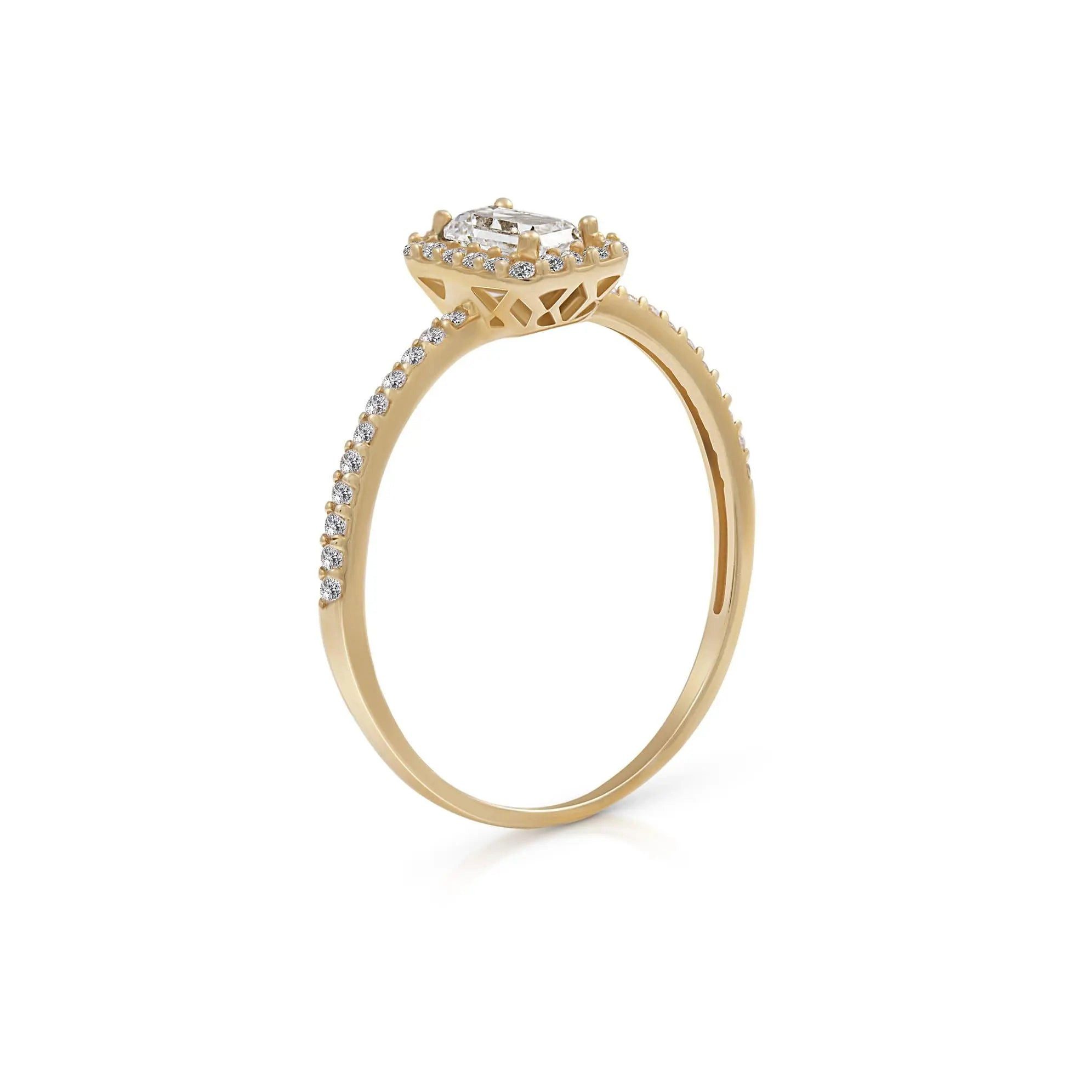 Suzan Gold Goldring 375er Gold Ring Damen – Zirkonia Solitär, zeitloser Schmuck, Gelbgold 375, Zirkonia-Steine, Gewicht: 1,2 Gramm