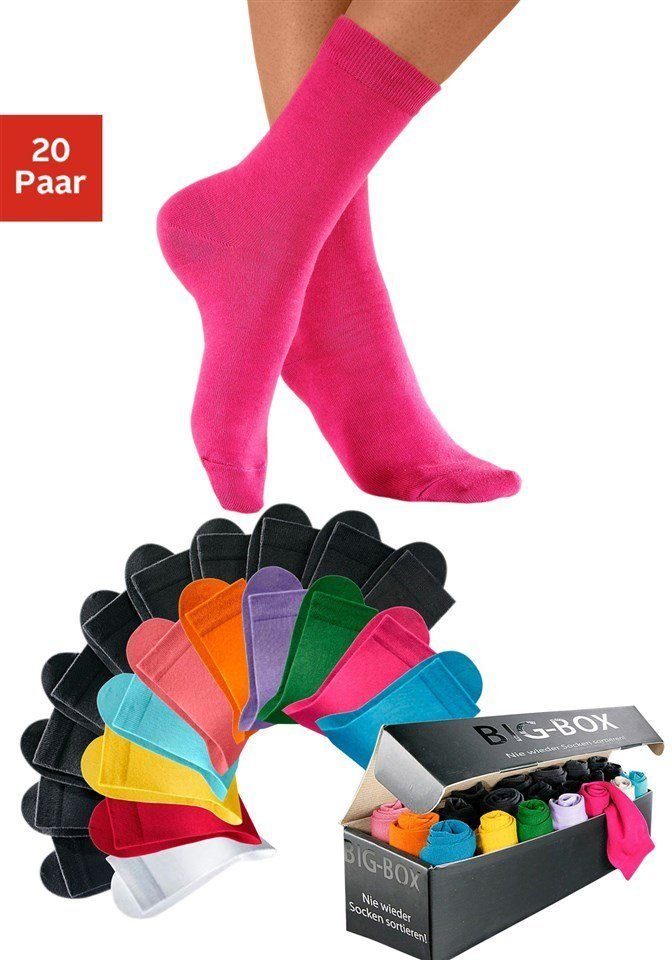 Go in Basicsocken Damensocken in der Großpackung (Box, 20-Paar, Gr. 35-38 bis 39-42) in der Big-Box