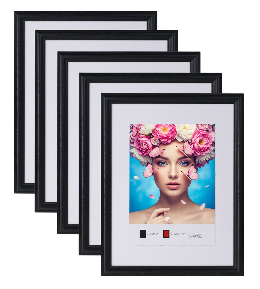 IDEAL TREND Bilderrahmen 3er 5er Set Holzrahmen mit Kunststoffglas Bilderrahmen MDF Rahmen Coll, für 5 Bilder (5 St), MDF Bilderrahmen mit Papiereinleger und Kunststoffglas