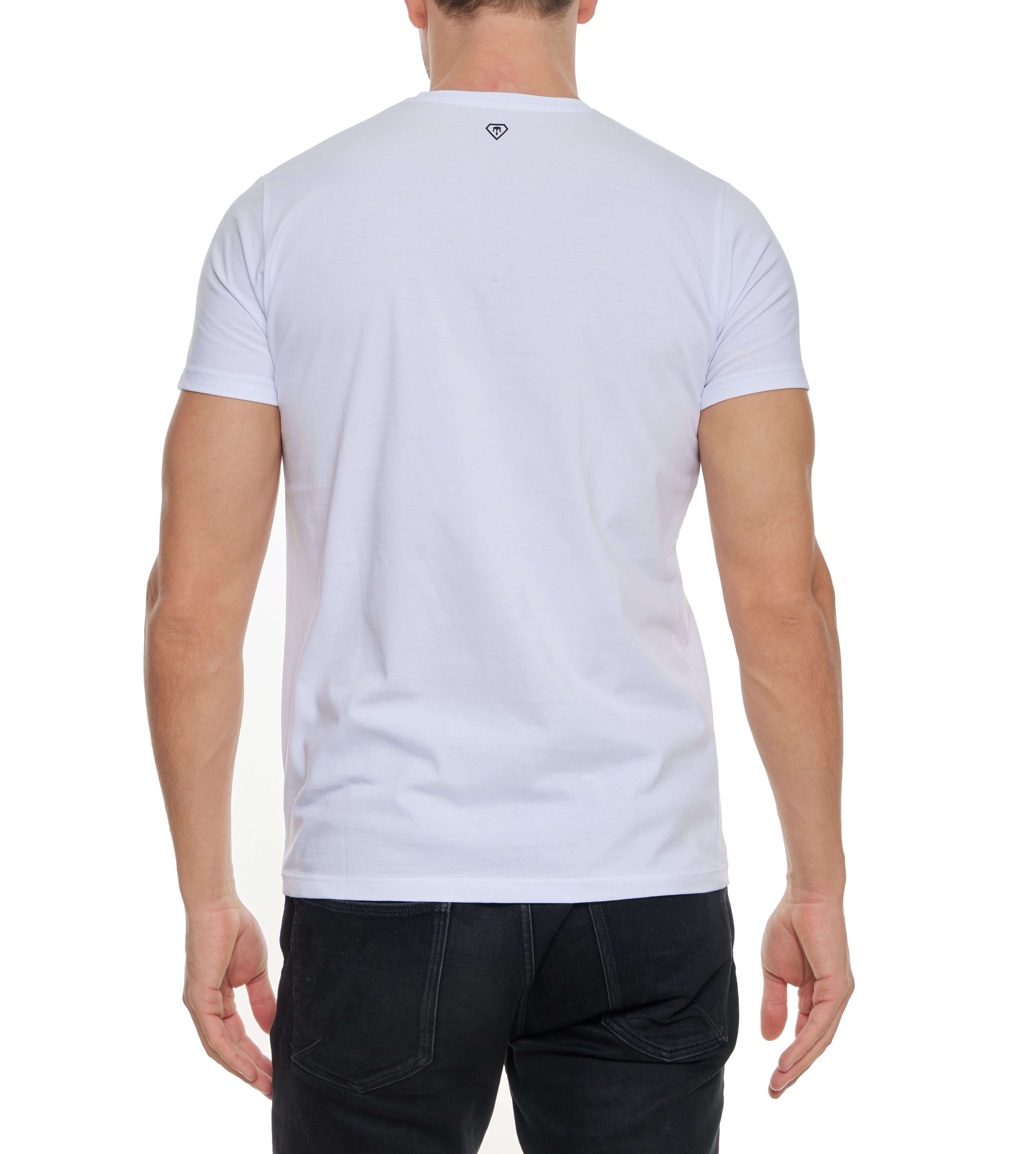 TRUENO Totenkopf mit T-Shirt Herren T-Shirt von Weiß TRUENO Strass