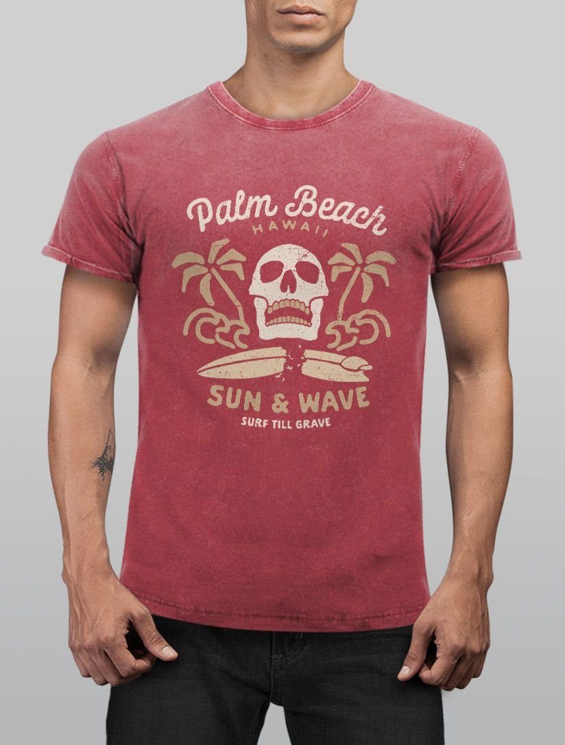 Neverless Print-Shirt Neverless® Herren T-Shirt Surf-Motiv Totenkopf Palm B günstig online kaufen