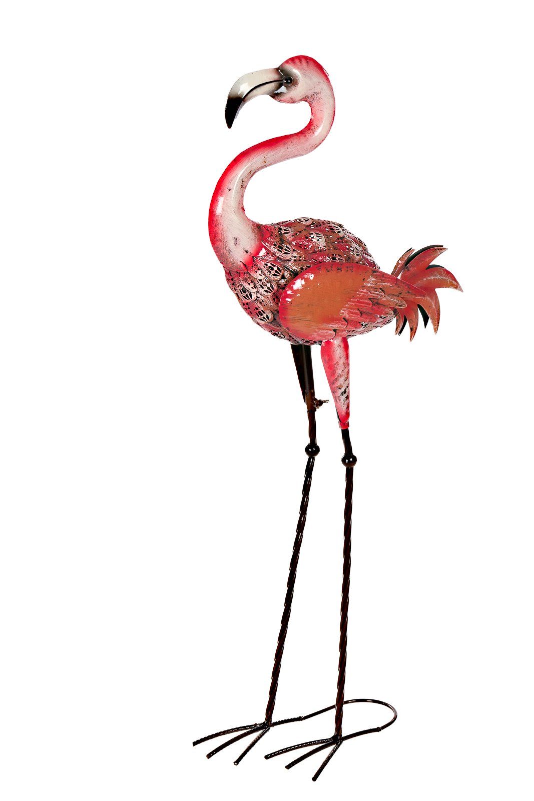 BIRENDY Dekofigur Riesige Metall Figuren Flamingo rosa Gartenfigur 88cm Dekofigur