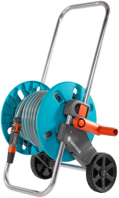 Gardena Schlauchwagen AquaRoll S Set inkl. 20 m Gardena Classic-Schlauch 13 mm (1/2), Systemteilen und Spritze, 18502-20